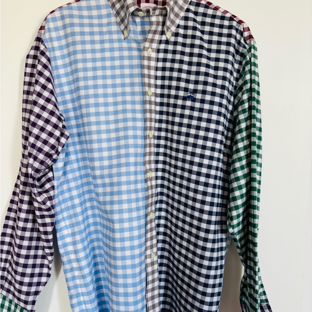 Brooks Brothers 365 Multicolor Gingham check Men's Shirt worn 1X